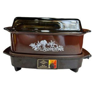 Vintage West Bend Brown 4 Quart Slow Cooker Amber Glass Lid Tested